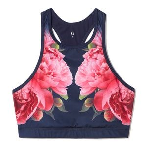 Goop G. Sport Floral Racerback Crop Top Sports Bra Size S